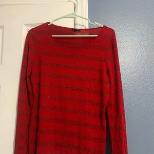 Womens red striped long sleeve shirt